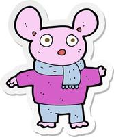 sticker of a cartoon mouse in clothes vector