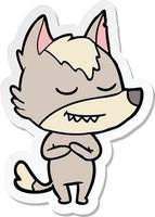 sticker of a friendly cartoon wolf vector