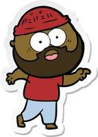 sticker of a cartoon bearded man vector