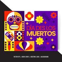 Dia des los muertos poster vector, with sombrero, flower, skull, bone isolated transparent objects vector