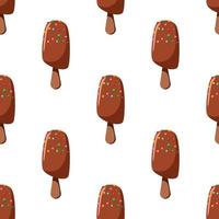 Seamless pattern of chocolate ice cream on a stick. Vector illustration