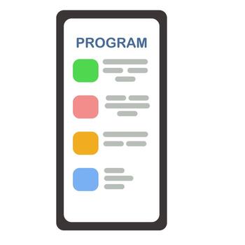 Smartphone with a list of programs. Vector illustration