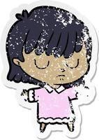 distressed sticker of a cartoon woman vector