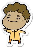 sticker of a cartoon friendly man vector