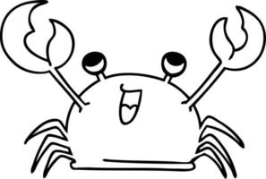 quirky line drawing cartoon happy crab vector