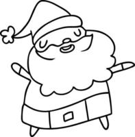 line drawing kawaii of santa claus vector