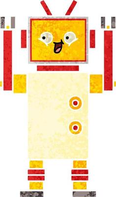 retro illustration style cartoon robot
