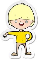 sticker of a cartoon happy man vector
