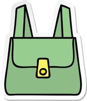 sticker of a cute cartoon green bag vector