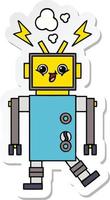 sticker of a cute cartoon robot vector