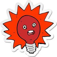 sticker of a cartoon red lightbulb vector