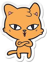 sticker of a cartoon cat vector