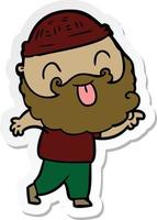 sticker of a man with beard sticking out tongue vector