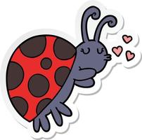 sticker of a cartoon ladybug vector