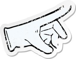 pegatina retro angustiada de un guante de goma de dibujos animados vector