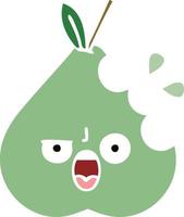 flat color retro cartoon green pear vector