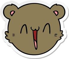 sticker of a cute cartoon teddy bear face vector