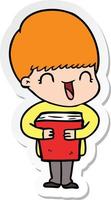 sticker of a happy cartoon boy vector
