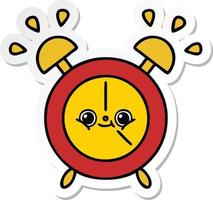 sticker of a cute cartoon alarm clock vector