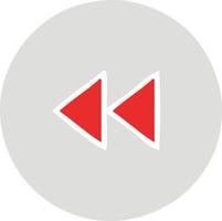 flat color retro cartoon rewind button vector