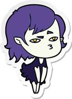 sticker of a cartoon vampire girl vector