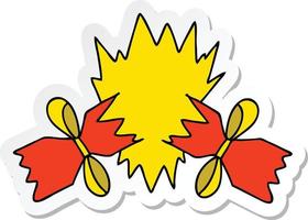 sticker of a quirky hand drawn cartoon pulled cracker vector