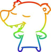 rainbow gradient line drawing cartoon bear vector