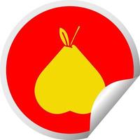 circular peeling sticker cartoon green pear vector