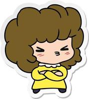 sticker cartoon of a cute cross kawaii girl vector