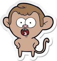 sticker of a cartoon shocked monkey vector