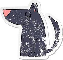 distressed sticker of a quirky hand drawn cartoon dog vector