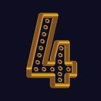 Gold 3d numbers. Symbol set. Vector illustration