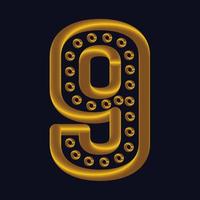 Golden numbers set. Vector 3d illustration. Realistic shiny characters. Isolated digits. Decoration elements for banner, cover, birthday or anniversary party invitation design