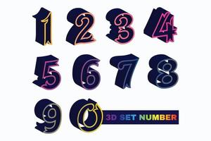 gradient 3d numbers vector set. 3d realistic characters. Decorative elements for banner, cover, birthday or anniversary party.