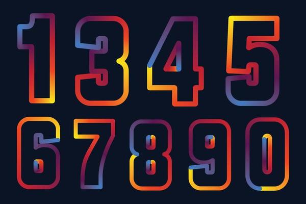 gradient 3d numbers vector set. 3d realistic characters. Decorative elements for banner, cover, birthday or anniversary party.