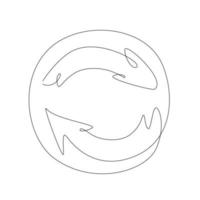 Recycling one line icon. Recycle sign outline. Reuse logo. vector