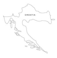 mapa de croacia de arte lineal. mapa de línea continua de europa. ilustración vectorial esquema único. vector