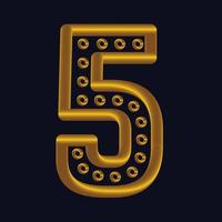 Gold 3d numbers. Symbol set. Vector illustration