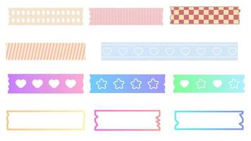 conjunto de colección de la linda cinta adhesiva, cinta washi para el planificador, diario, lista de tareas y papel de lista de verificación. lindo y simple para tu diseño vector