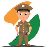 Isolated Indian Cute Cartoon Police flat vector