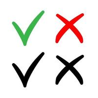 Check mark vector isolated elements. Tick and cross symbols