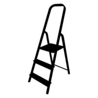 Vector isolated foldable stepladder silhouette on white background.