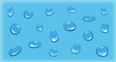 Vector isolated blue water drops. Set of different drops in flat style