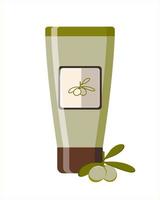 Olive oil foot cream. Flat design. vector