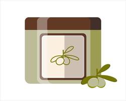 Olive oil body scrub. Flat design. vector