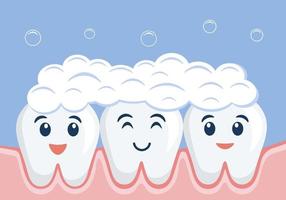 Clearning smiling teeth. Dental care. Oral healthcare. vector