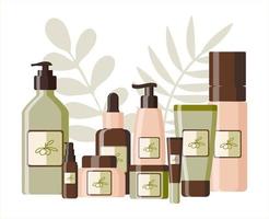 Skin care cosmetics background. Flat design.