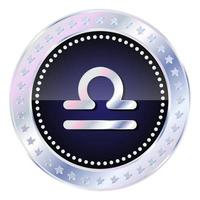 Zodiac horoscope sign Libra in silver round frame vector