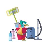 Cleaning service concept. Poster template for house cleaning services with cleaning tools. vector