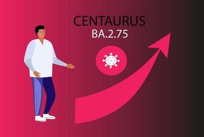 Omicron BA.2.75 Centaurus.Covid-19 virus variant, Medical poster, Vector flat illustration.